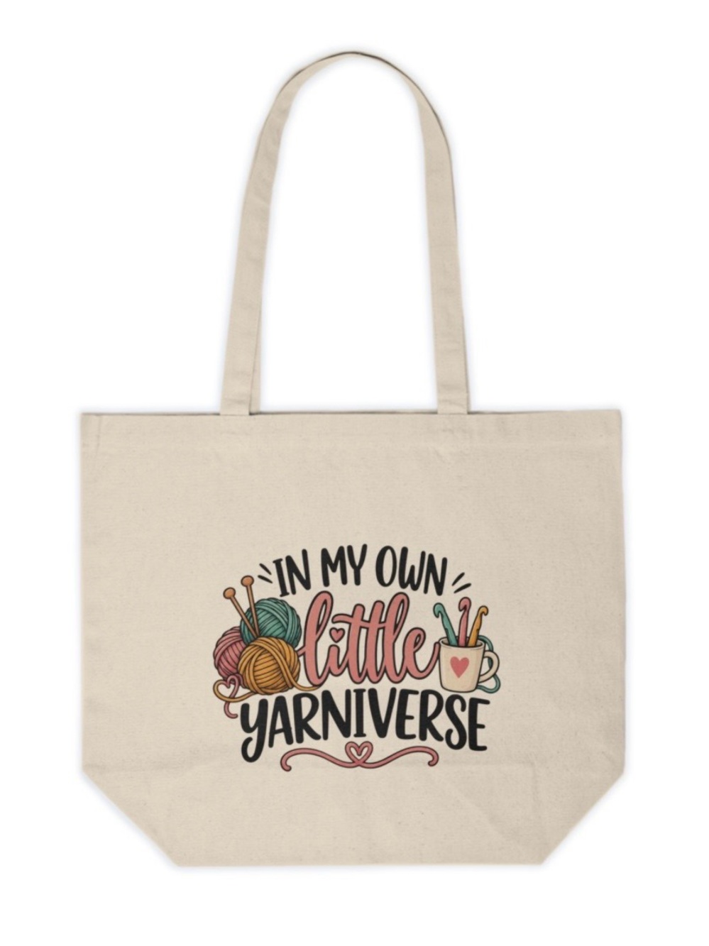 Handmade Yarn Lover Canvas Tote Bag Knitting Crochet Craft Bag